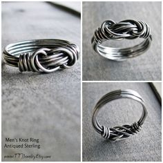 three pictures of different types of rings on top of each other, one with an intertwined