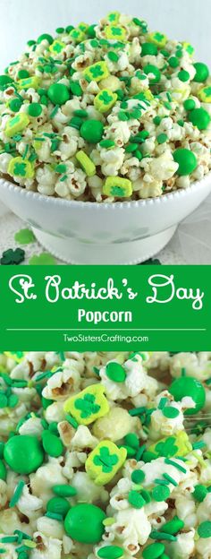 this st patrick's day popcorn is so easy to make and it looks delicious