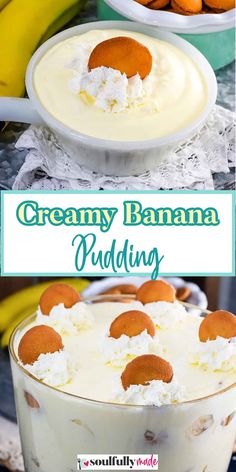 the best banana pudding recipe is made with fresh bananas and whipped cream, then topped with coconut