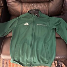 New Never Worn Adidas Jacket Is For Sale. Size Large Green Adidas Winter Track Jacket, Adidas Green Winter Track Jacket, Adidas Green Track Jacket For Spring, Winter Adidas Green Track Jacket, Adidas Green Winter Windbreaker, Adidas Green Winter Outerwear, Adidas Green Outerwear For Winter, Sporty Green Sport Coat For Fall, Casual Green Fleece Jacket For Spring