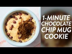 a bowl filled with chocolate chip mug cookies