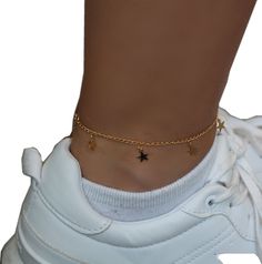 Gold Anklet With Star Charm As Gift, Gold Anklets With Star Charm For Gift, Star Charm Anklets As Gift, Star Charm Anklets For Gifts, Star Charm Anklets Suitable As A Gift, Star Anklet, Anklet Gold, Jewelry Star, Gold Anklet