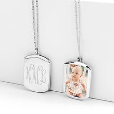 Personalized Photo Necklace Personalized Silver Initial Necklace With Square Pendant, Silver Engraved Initial Necklace With Square Pendant, Silver Engraved Square Pendant Initial Necklace, Personalized Pendant Locket Necklace For Everyday, Personalized Everyday Pendant Locket Necklace, Personalized Pendant Locket Necklace, Silver Initial Pendant Necklace For Keepsake, Silver Initial Pendant Necklace Keepsake, Personalized Rectangular Pendant Necklaces For Memorial