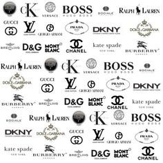 many different types of logos on white paper