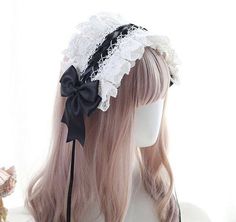 Maid Headpiece, Maid Headband, Street Style Grunge, Old Fashion Dresses, Hair Wear, Hair Reference, Lace Bows, Sweet Lolita, Japanese Outfits