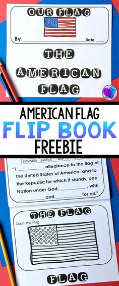 an american flag flip book with pencils on it