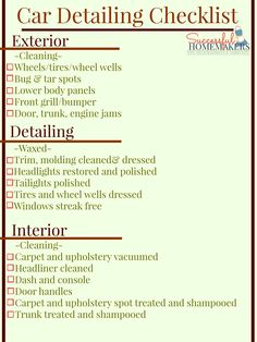 the car detailing checklist is shown in red