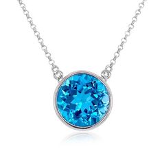 Sterling silver Swiss Blue Topaz Statement necklace is a Wow at almost 14 carats of deep and intense blue topaz! This unique necklace is specialty cut and sure to be noticed! Our custom necklace is a stunner, whether worn alone or as part of a layering necklace collection! #topaznecklace #Birthstonenecklace #bluetopaz #statementnecklace Swiss Blue Topaz Necklace, Necklace Girlfriend, Necklace Birthstone, Solitaire Necklace, Gemstone Pendant Necklace, Blue Topaz Necklace, Silver Necklace Statement, Necklace Collection, Topaz Necklace