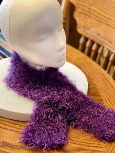 Crocheted Boas - "The Ascot" Colorful Eyelash Yarn Scarf Deep Purple color measures 35" X 3" and Purple & Black color measures 39" x 3" These shorter boas are perfect for a cozy tuck-in the jacket styling! They are even great for a kid's Halloween costume accessory to "doll things up"!  Fuzzy, fun, colorful handmade crocheted boa. Purple color, a faux fur Ascot-style shorter scarf.  This would be such a fun addition to your favorite "going to a party" outfit, or even dressing up a Halloween (or Ascot Style, Scarf Aesthetic, Yarn Scarf, Short Scarves, Doll Things, Purple Scarf, Eyelash Yarn, Scarf Yarn, Holiday Costumes