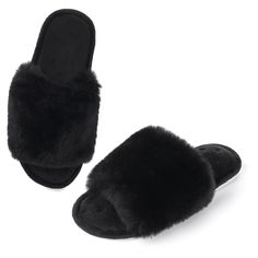 Step into luxury with the WhizMax Fluffy Open Toe Slippers, designed exclusively for women who cherish comfort without compromising on style. These slippers are a sanctuary for your feet, crafted with memory foam that contours perfectly to your soles, providing unparalleled comfort and support.

- **Size**: 7
- **Color**: Black
- **Material**: Soft faux fur with a memory foam insole
- **Gender**: Female
- **Age Group**: Adult

Ideal for indoor use, these slippers feature a non-slip sole that ens Black Fluffy Slippers, Slippers Fluffy, Girly Christmas Gifts, Girly Christmas, Foam Slippers, Toe Slippers, Bedroom Slippers, Open Toe Slippers, Black Slippers