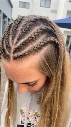 Hair Styles Back To School Braids, Dutch Braid Ideas For Long Hair, Crossed Dutch Braids, White Girl Hairstyles Braids, Lots Of Braids Hairstyles, Small Dutch Braids On Top Of Head, Dutch Braid Hair Styles, Corn Rose Braid, Braids For Blonde Hair