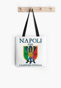 Soft polyester canvas shopping bag with edge-to-edge print on both sides. Fully lined for extra strength. Three sizes to choose from. Napoli campione - Traditions White Shoulder Bag With Logo Print, White Shoulder Bag With Logo For Everyday Use, Canvas Shopping Bag, Sport Football, Pet Bandana, Print Tote, Medium Bags, Printed Tote Bags, Tote Bag Design