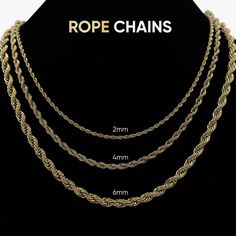 Introducing the Rope Necklace in 6mm - a bolder version of the classic. This high-quality chain is crafted in 18k Yellow Gold, featuring an intricate interwoven pattern that will ensure long lasting shine and durability. A must-have to add sophistication to any everyday look, this piece is a timeless accessory! This product is guaranteed for life - GLD will repair the item should you experience any defects in craftsmanship or breakage. Specifications - Length: 16", 18", 20", 22", 24", 26", 28", 21 Grams, Gold Rope Chains, Vermeil Jewelry, Custom Earrings, Rope Necklace, Timeless Accessories, Drop Necklace, Pendant Bracelet, Rope Chain