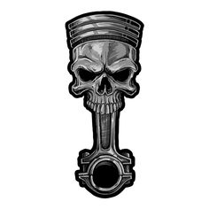 a skull with a top hat on it's head is shown in black and white