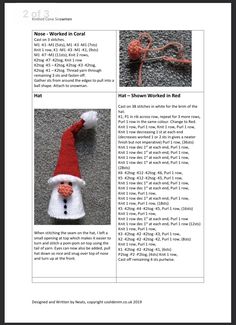 the instructions for crocheted santa hat and mitten are shown in this page