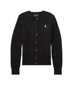 From Polo Ralph Lauren&#x2C; this cardigan features:medium weight&#x2C; cable-knit fabricrib-knit round necklinelong sleeves with rib-knit cuffsbuttoned front placketgrosgrain trim along the under placketsignature embroidered Pony at the left chestrib-knit hemCottonMachine wash; tumble dryImported. Walburga Black, Cable Cardigan, Button Front Cardigan, Ralph Lauren Collection, Cable Knit Cardigan, Cotton Cardigan, Kids Sweater, Long Sleeve Mini, Work Attire