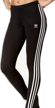 Casual Black Adidas Leggings, Adidas Black Casual Leggings, Casual Adidas Leggings, Casual Three Stripes Leggings For Spring, Black Leggings With Three Stripes Branding, Adidas White Leggings With Three Stripes, Adidas Originals Logo, Adidas Leggings, Adidas Pants