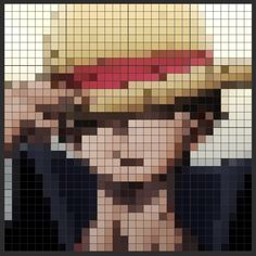 a pixellated photo of a man wearing a hat