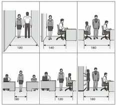 people are standing in an office setting and sitting at desks with their hands on the chairs