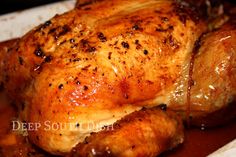 Oven Roasted Hen Baked Hen Recipe, Roasted Hen, Pane Naan, Deep South Dish, Pan Sauce, Oven Roasted Chicken, Deep South, Easy Healthy Breakfast, A Chicken