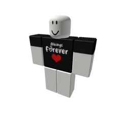 a white and black block figure with the words always forever on it's chest