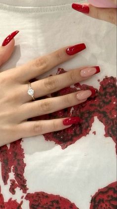 Red Acrylic Nails, Red Nail, Xmas Nails, Pretty Acrylic Nails, Valentines Nails, Best Acrylic Nails