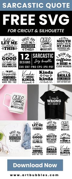 Free SVG | Sarcastic Quotes Free SVG Bundle Free Svg Files For Cricut Bundle Cricut, Sarcastic Svg Files Free, Crichton Tshirt Ideas, Free Decals Downloads, Free Svg Tshirt Designs, T Shirt Design Svg Free, Sarcasm Svg Free, Funny Quotes Svg Free, Svg Files For Tshirts