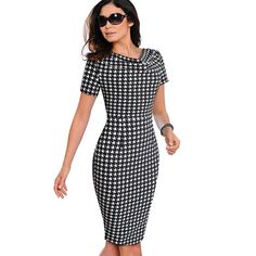 Women Vintage Wear to Work Elegant vestidos Business Party Bodycon She – HouroGrace Merchandise Draped Bodycon Dress, Womens Office, Geometric Sleeve, Female Dress, Business Party, Full Dress, Wear To Work, Women Vintage, Pencil Dress