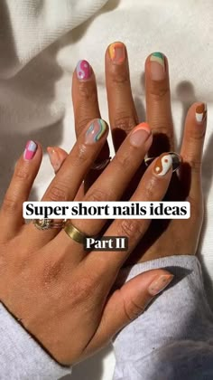 Nail Art For Really Short Nails, Short Nails Inspiration Aesthetic, Shirt Cute Nails, Easy Short Nails Design, Nail Inspo For Short Natural Nails, Short Nail Paint Ideas, Short Nails Ideas Summer 2023, Summer Nail Inspo For Short Nails, Short Summer Nails 2023 Simple