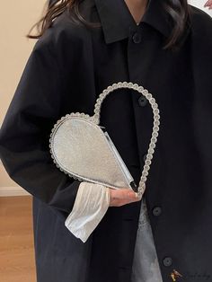 Bird in Bag - Stylish Womens Heart-Shaped Evening Bag: Mini Clutch Purse for Weddings and Parties Rhinestone Bag, Sophisticated Women, Novelty Bags, Heart Shaped Diamond, Metallic Colors, Bird In Bag, Mini Fashion, Clutch Purse, Clutch Handbag