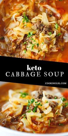 keto cabbage soup in a white bowl