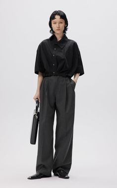 Classic and versatile high-waisted fine textile trousers, the fabric is exquisite and has a sense of drape, and the composition of composite wool is not easy to wrinkle, highlighting the high-end quality Fabric:?(Surface) 51%? Polyester 49% Sheep Wool?( inner) 100% Polyester?pocket: 100% Cotton? Semi-formal Wide-leg Pants With Pockets, Semi-formal Wide-leg Dress Pants With Pockets, Modern Baggy Pants For Workwear, Loose Fit Wide Leg Pants With Pockets For Office, Baggy Ankle-length Dress Pants For Work, Semi-formal High Waist Pants With Pockets, Wide-leg Office Pants With Pockets, Office Wear Wide-leg Dress Pants With Pockets, Modern High-waisted Dress Pants With Pockets