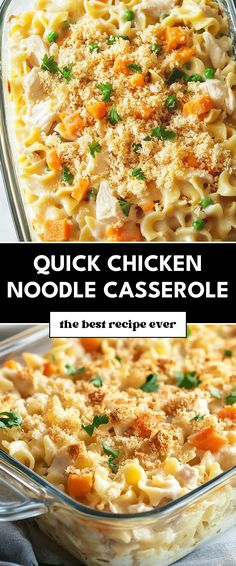 Image for Quick Chicken Noodle Casserole Easy Dinner Casseroles Chicken, Fast Dinner Casserole Recipes, Casserole Recipes With Canned Chicken, Easy Chicken Noodle Recipe, Chicken Noodle Bake Easy, Easy Dinner Canned Chicken, Noodle Meal Prep Recipes, Dairy Free Chicken Noodle Casserole, Quick Chicken And Noodles Easy