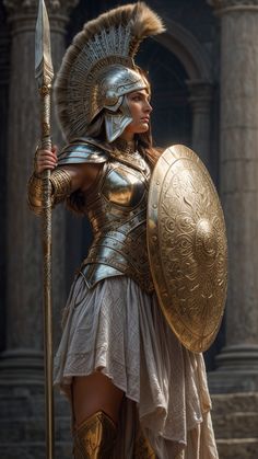 Female Greek Warrior Art, Female Gladiator, Athena Greek Goddess, Peaceful Music, Warrior Goddess, Goddess Athena, Roman Warriors