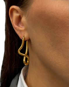 Modern Twist Gold Earrings For Everyday, Gold Earrings With A Modern Twist For Everyday, Everyday Yellow Gold Stainless Steel Earrings, Everyday Stainless Steel Earrings, Modern Twist Tarnish Resistant Hoop Earrings, Modern Gold Plated Earrings For Everyday Wear, Modern Twist Gold Plated Hoop Earrings As Gift, Modern Twist Gold Plated Hoop Earrings For Gift, Modern Twist Tarnish Resistant Earrings For Gifts