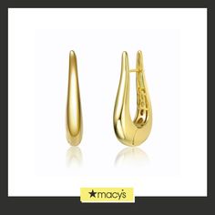 in stock Luxury Teardrop Hoop Earrings With Polished Finish, Luxury Polished Teardrop Hoop Earrings, Elegant Oblong Earrings, Elegant Yellow Gold Oblong Hoop Earrings, Luxury Teardrop Hoop Earrings, Luxury Teardrop Pierced Hoop Earrings, Elegant Single Oblong Earring, Modern Gold Long Drop Hoop Earrings, Luxury Gold Teardrop Hoop Earrings