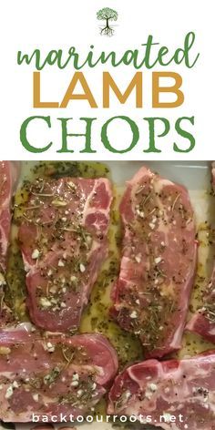 some raw lamb chops in a pan with herbs and seasoning on the top