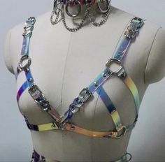 Festival Body Jewellery, Rave Outfits Edc, Rainbow Belts, Glitter Outfit, Harness Fashion, Rave Fits, Rave Gear, Fest Outfits, Music Festival Fashion