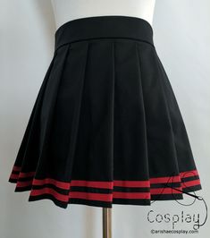 Knife Pleat Skirt with Stripe- This pleated skirt is made in a popular style for anime-style school uniform skirts. It is available in any size and color with one or two stripes. The skirt is made from high quality 100% cotton fabric and closes in the back with an invisible zipper. Add a Matching Face Mask to Your Order! The masks ship in 1-2 days and you can preview the fabric in your color preference. https://www.etsy.com/listing/788750961/washable-face-mask-layered-pleat-face The skirts are s Black Pleated Skirt For Cosplay, Fitted Tiered Skirt For School, Cosplay Black Pleated Skirt, Red Mini Skirt For Cosplay, Cotton School Uniform Mini Skirt, Cotton School Uniform Skirt For School, Cotton School Uniform Mini Skirt With Lining, Cotton Pleated School Uniform Mini Skirt, School Pleated Cotton Mini Skirt