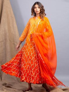 Bollywood Style Orange Palazzo Set With Pallu, Festive Orange Palazzo Set With Sheer Dupatta, Orange Sharara With Straight Kurta And Pallu, Traditional Orange Palazzo Set With Drape, Orange Cutdana Palazzo Set For Festivals, Festive Orange Palazzo Set With Cutdana, Festive Orange Cutdana Palazzo Set, Orange Palazzo Set With Sheer Dupatta For Diwali, Orange Palazzo Set With Dupatta And Traditional Drape