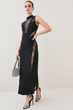 Style: Maxi Dressfabric: Jerseylength: Maxineckline: High Necksleeve Length: Long Sleeve Latest Maxi Dresses, Maxi Dress Collection, Karen Millen, Black Style, Fashion Face, Black Maxi Dress, Dress Collection, Lace Front, Dress Black