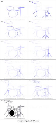 how to draw drums for beginners step by step drawing instructions and video lesson on drum lessons