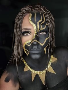 Black Panther Face Paint Avengers Makeup Looks, Lion Makeup, Cleopatra Makeup, Panther Face, Sneaker Ball, Pretty Halloween Costumes