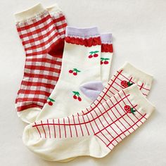 The Perfect Mix Of Trendy And Comfy! This Sock Set Comes With 3 Sock Pairs With The Cutest Colors And Patterns! Each Pair Comes With A Different Pattern And Detail That Is Carefully Picked And Packaged Nicely! 75% Cotton 20% Polyester 5% Elastic One Size Fits Most: Us Shoe Size 5.5-9. Trendy Red Cotton Socks, Trendy Red Socks For Summer, Comfortable Red Socks For Summer, Sweet White Socks For Spring, Cute Red Cotton Socks, Red Cotton Socks For Spring, Sweet White Summer Socks, Playful Red Cotton Socks, Cute Red Socks