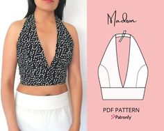 PDF Halter Crop Top Sewing Pattern Digital Pattern Madison Halter Crop Top With Princess Seam 6 SIZES Instant Download A4, US Letter - Etsy Halter Crop Top Sewing Pattern, Halter Top Pattern, Diy Crop Top, Kleidung Diy, Couture Mode