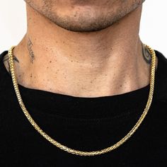 This 10k Yellow Gold Wheat Palm Franco Chain with Lobster Lock is the perfect accessory for men who appreciate luxury and sophistication. Crafted with 10k authentic gold, this chain features an intricate design of interwoven links that create a unique and stunning look. The Lobster Lock ensures that the chain stays securely fastened around your neck. This chain is versatile enough to wear on any occasion and pairs well with both casual and formal outfits. It comes in various lengths to suit your Gold Chains For Men Unique, Earring Bundle, Miami Cuban, Figaro Chains, Neck Chain, Jewelry Lookbook, Cuban Link Chain, Cuban Chain, Cuban Link