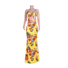 Boho Beach Floral Print Cut Out Floor Length Dresses Multicolor Floral Print Maxi Dress For Holiday, Holiday Multicolor Floral Print Maxi Dress, Multicolor Dress For Holiday Vacation, Multicolor Floral Beach Dress, Multicolor Holiday Dress For Vacation, Multicolor Maxi Length Floral Dress For Vacation, Multicolor Maxi Floral Dress For Vacation, Multicolor Floral Maxi Dress For Vacation, Yellow Floral Sundress For The Beach