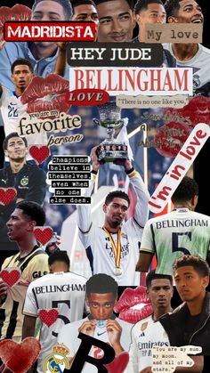 the collage shows many different sports teams and their names on it, including one man holding