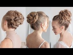 3 FALL HIGH BUNS | Hairstyles for Medium Long Hair - YouTube Professional High Bun, Easy Messy Hairstyles, High Bun Tutorials, High Updo, High Bun Hairstyles, Long Hair Tutorial, 1st Communion, Bun Tutorial