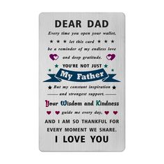 a metal plaque with the words dear dad on it